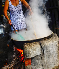 Boiled fish at ancient kitchen
