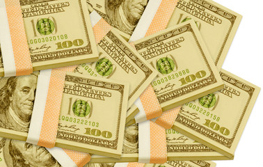 empilement de liasses de billets verts américains 