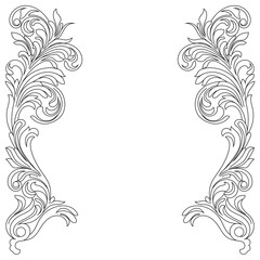 Vintage baroque ornament, corner. Retro pattern antique style acanthus. Decorative design element filigree calligraphy vector. - stock vector