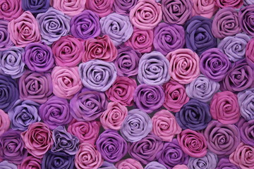 decoration artificial flowers on the wall pink, lilac, purple, red, Yekaterinburg, 17.09.17