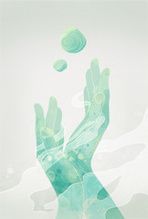 watercolor image of two hands on a light background illustration