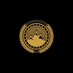 Mountain emblem logo design vector