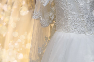 Fototapeta na wymiar beautiful wedding dress, detail of bridal dress