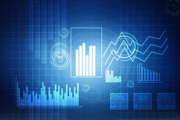 2d rendering Stock market online business concept. business Graph 