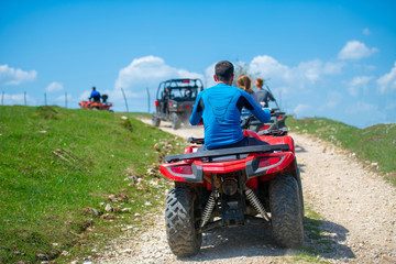 man riding atv vehicle on off road track ,people outdoor sport activitiies theme