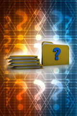 3d rendering file folder with question symbol
