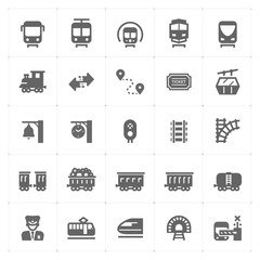 Icon set - train and transportation filled icon style vector illustration on white background © ctrlaplus