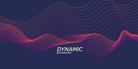 Bright poster with dynamic waves. Illustration minimal flat style