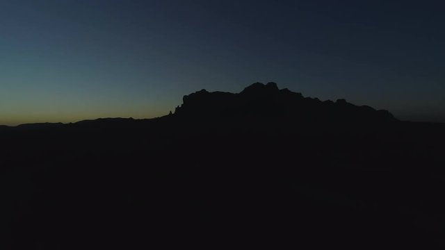 Silhouette of Desert Superstition Mountains During Twilight