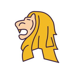 Merlion statue icon, cartoon style