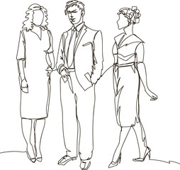 Business people talking. Continuous line drawing