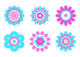 Geometric Shape Flowers Made of Simple Circles