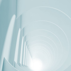 Abstract blue tunnel with glowing end, 3 d