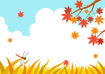 Autumn landscape with maple tree and dragonfly © soyon