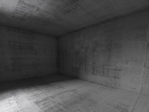 Abstract empty dark room, concrete interior