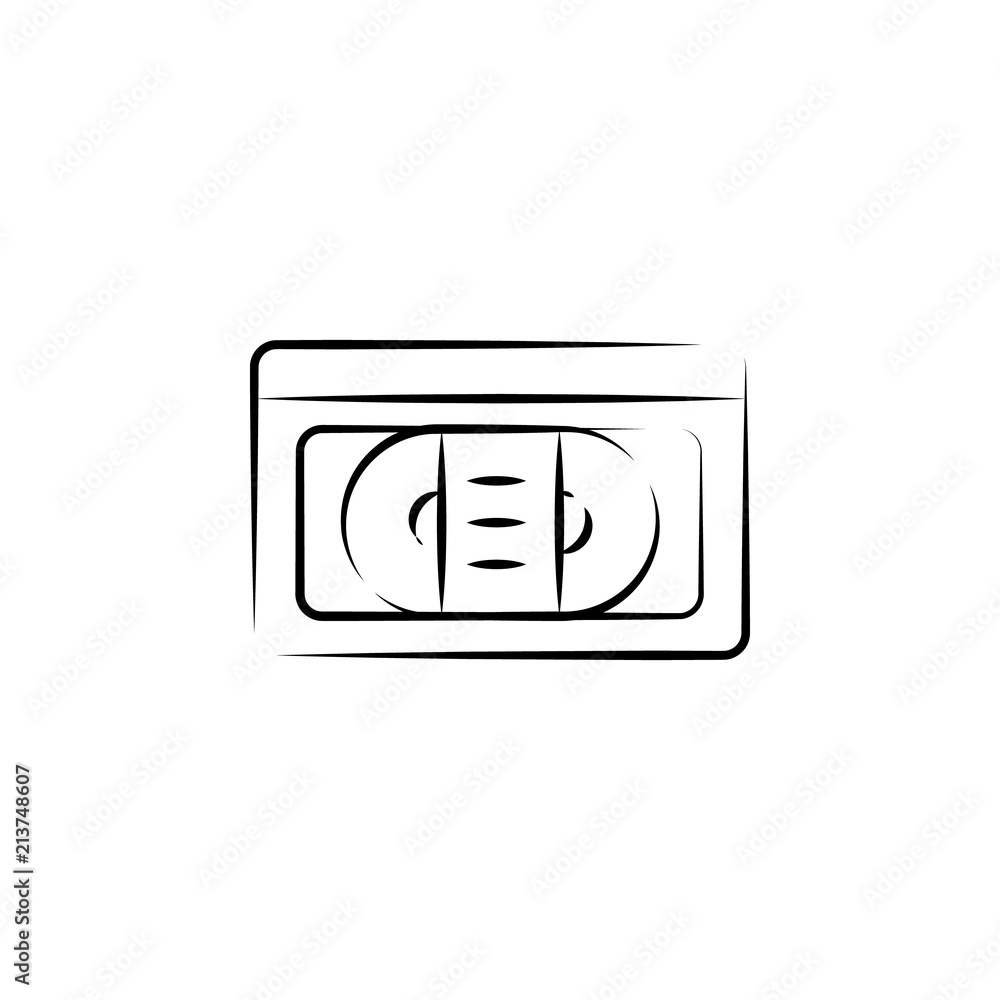 Aufkleber video cassette outine logo style icon. element of photo icon for mobile concept and web apps. outlin