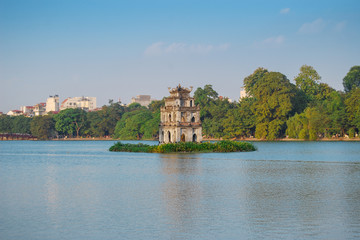 Turtle Tower on the Returned Sword Lake. Hanoi. Vietnam