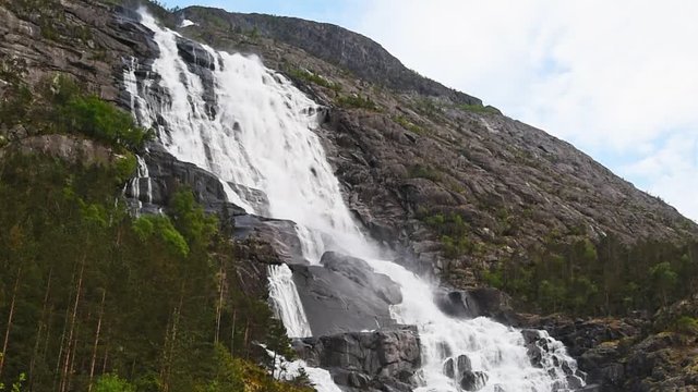 The Langfoss waterfall in Hordaland, Norway.