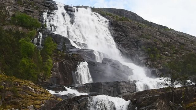 The Langfoss waterfall in Hordaland, Norway.