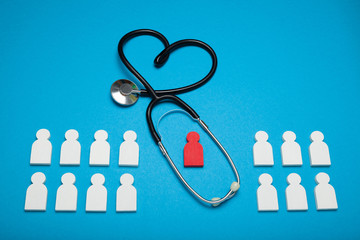 Check heart health, hypertension disease. Stethoscope, cardiology.