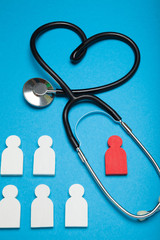 Heart auscultation, cardiology disease concept. Clinical stethoscope.