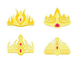 Kings and Queens Gold Crowns Inlaid with Gems