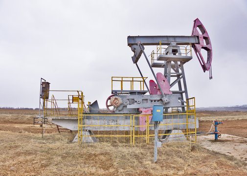 The pumping unit as the oil pump installed on a well. Equipment of oil fields.