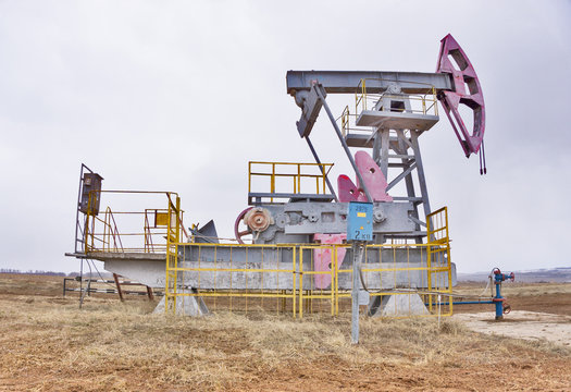 The pumping unit as the oil pump installed on a well. Equipment of oil fields.