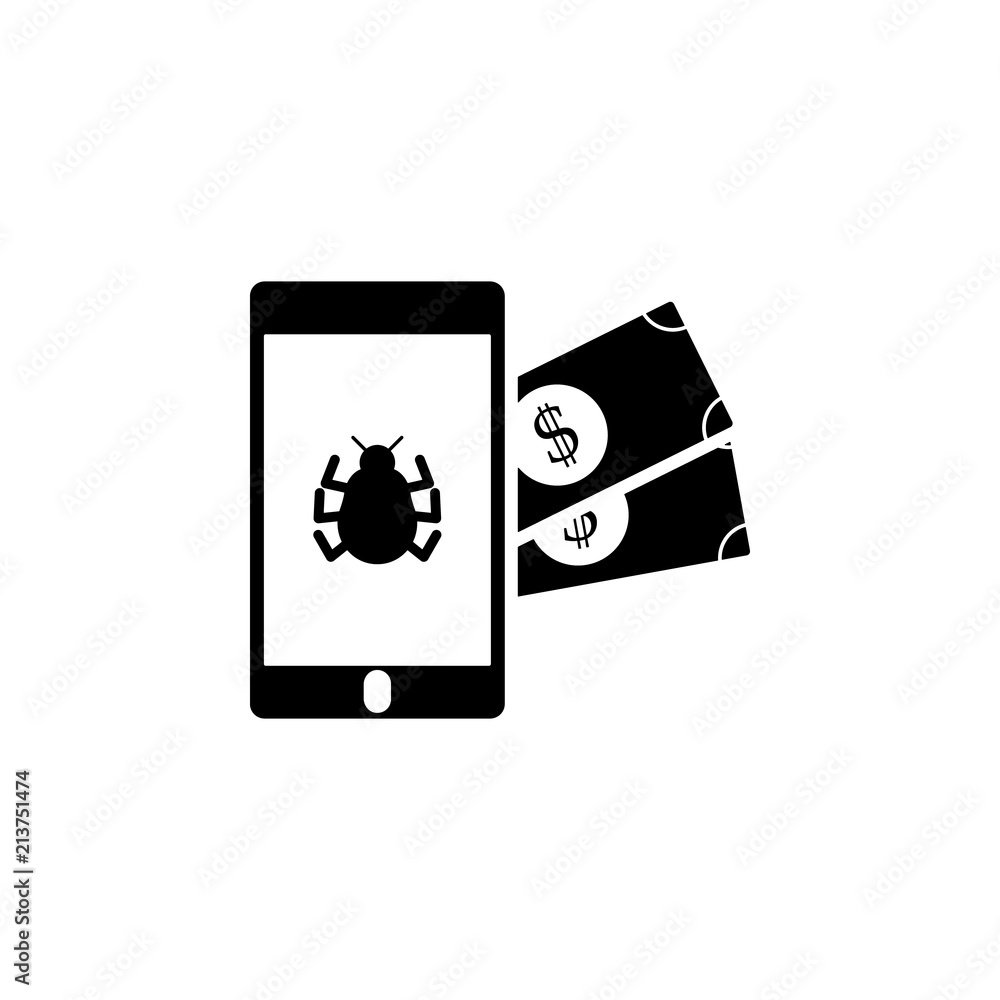 Poster steal money with a virus icon. element of cybersecurity icon for mobile concept and web apps. glyph 