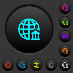 Internet banking dark push buttons with color icons
