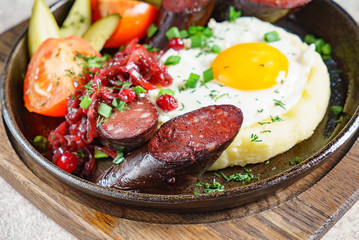 breakfast with blood sausage
