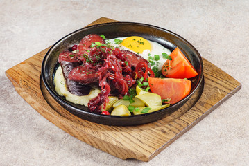 breakfast with blood sausage