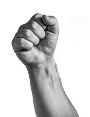 Male clenched fist, isolated on a white background
