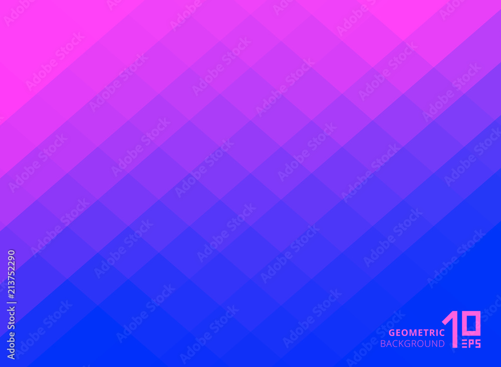 Poster abstract pink and blue gradient color squares pattern background with copy space.