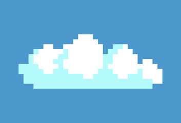 White Cloud in Blue Sky Vector Illustration Pixel