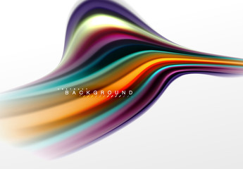 Fluid liquid mixing colors concept on light grey background, curve flow, trendy abstract layout template for business or technology presentation or web brochure cover, wallpaper