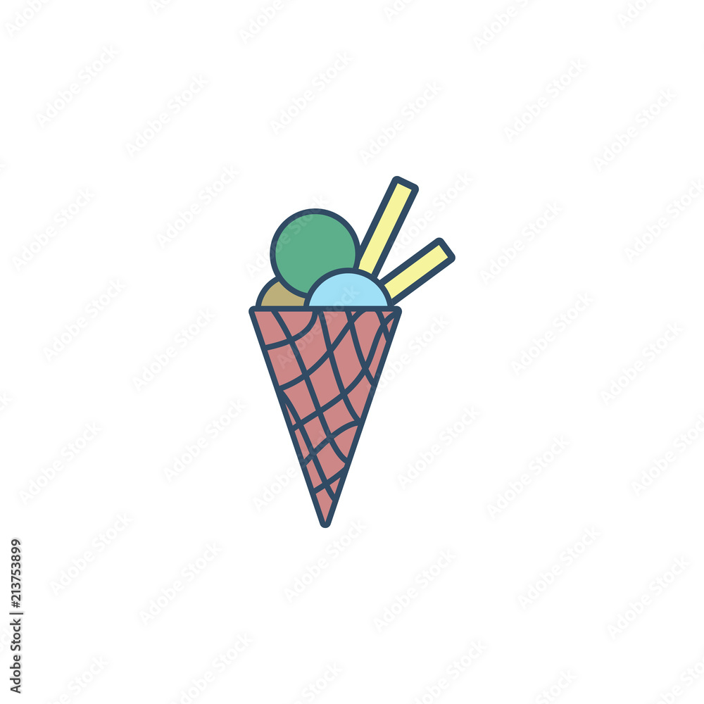 Poster ice cream in horn colored dusk style icon. element of ice cream icon for mobile concept and web apps