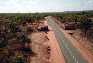 Burrundie, Australia - Jun14, 2018. Entrance to the aboriginal lands of Kakadu National Park, which is a protected area in the Northern Territory of Australia. © katacarix