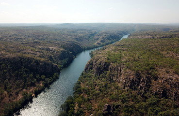 Fototapeta na wymiar Panoramic view over Katherine river and Katherine Gorge in Nitmiluk National Park, Northern Territory of Australia