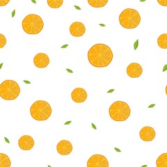 Orange slice and mint seamless pattern. Vector. Wrapping paper design