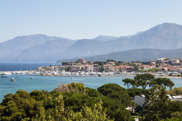 Naklejka na ściany i meble Stunning view of the tourist town of Calvi in Corsica in France
