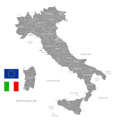 Obraz premium Grey Vector Political Map of Italy