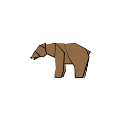bear colored origami style icon. Element of animals icon. Made of paper in origami technique vector Illustration bear icon can be used for web and mobile