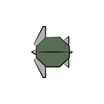 turtle colored origami style icon. Element of animals icon. Made of paper in origami technique vector Illustration turtle icon can be used for web and mobile