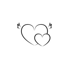 hearts with wings sketch illustration. Element of wedding icon for mobile concept and web apps. Sketch style hearts with wings icon can be used for web and mobile