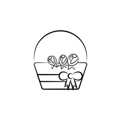 basket of flowers sketch illustration. Element of wedding icon for mobile concept and web apps. Sketch style basket of flowers icon can be used for web and mobile