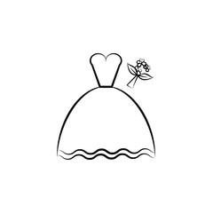brides dress sketch illustration. Element of wedding icon for mobile concept and web apps. Sketch style brides dress icon can be used for web and mobile