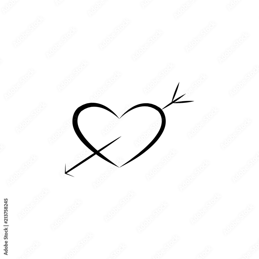 Poster heart pierced with arrow sketch illustration. element of wedding icon for mobile concept and web app