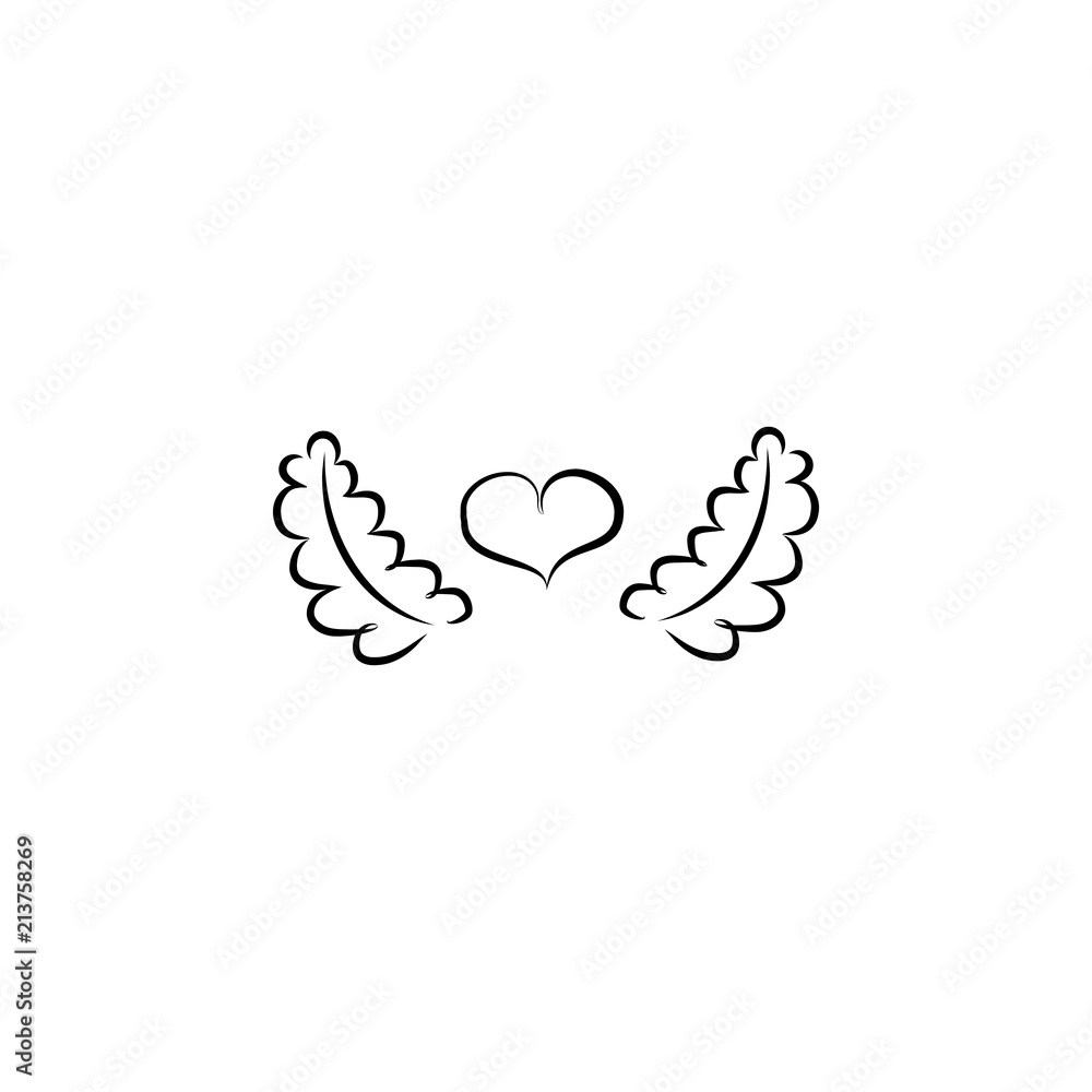 Poster heart with twigs sketch illustration. element of wedding icon for mobile concept and web apps. sketc