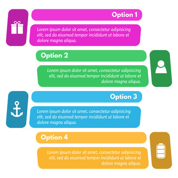 Four elements of infographic design with icons. Step by step infographic design template. Vector illustration
